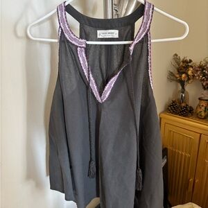 Lucky Brand Gray Brown Sleeveless Top with Purple Accents